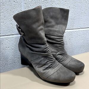 Genuine leather earthies distessed look grey Women's Ankle Boots​​​​​